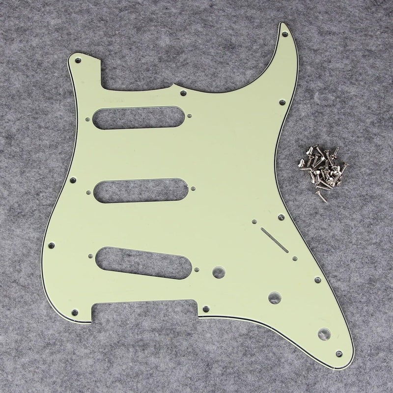 FLEOR 11 Holes ST Style Pickguard SSS Guitar Pickguard Pick Guard Scratchplate with Screws Set,3Ply Mint Green - Image 3
